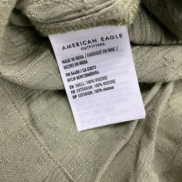American Eagle Peasant Top M Olive Green Ruffle Tiered Soft Gauze Cottagecore - Picture 5 of 10